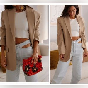 MANGO high rise wide leg cut-out blue jeans blogger favorite zara competitor